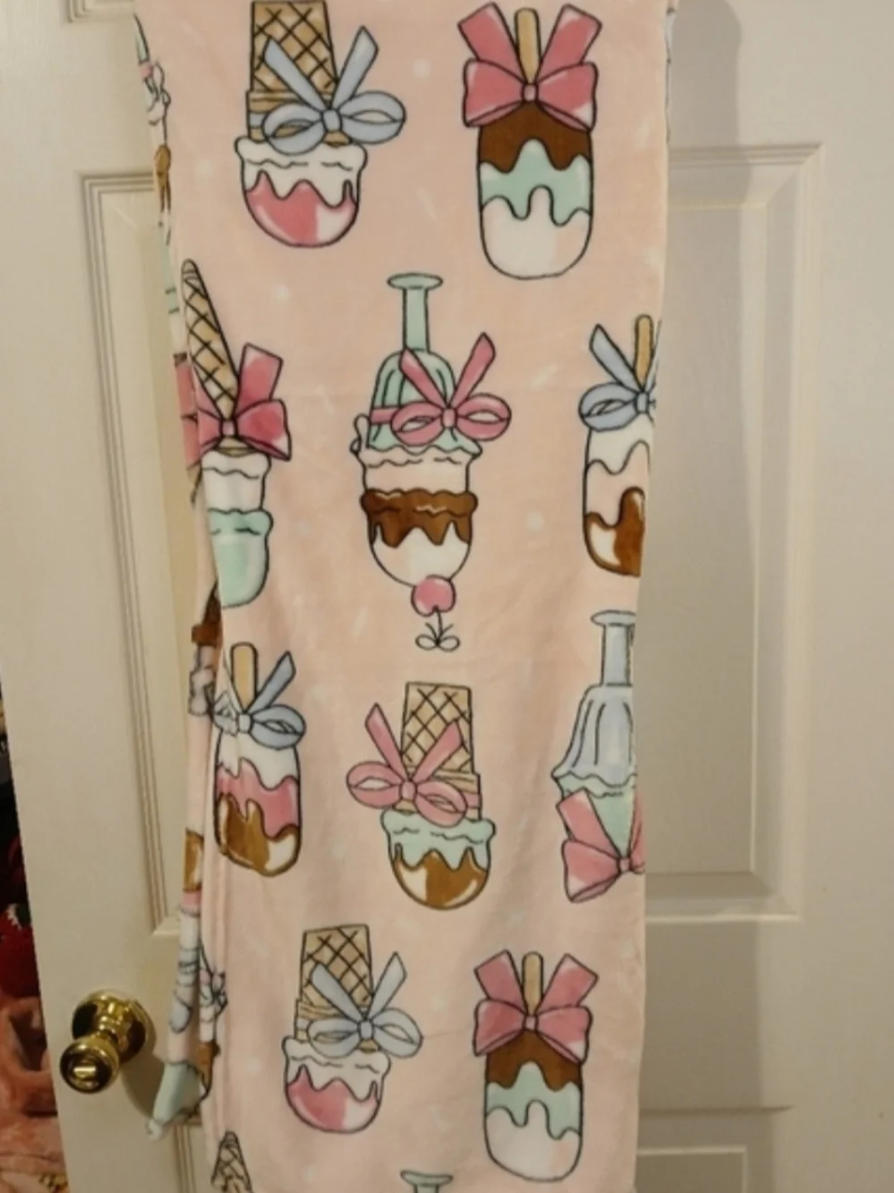 Betsey Johnson Pink Ice Cream Print Plush Throw